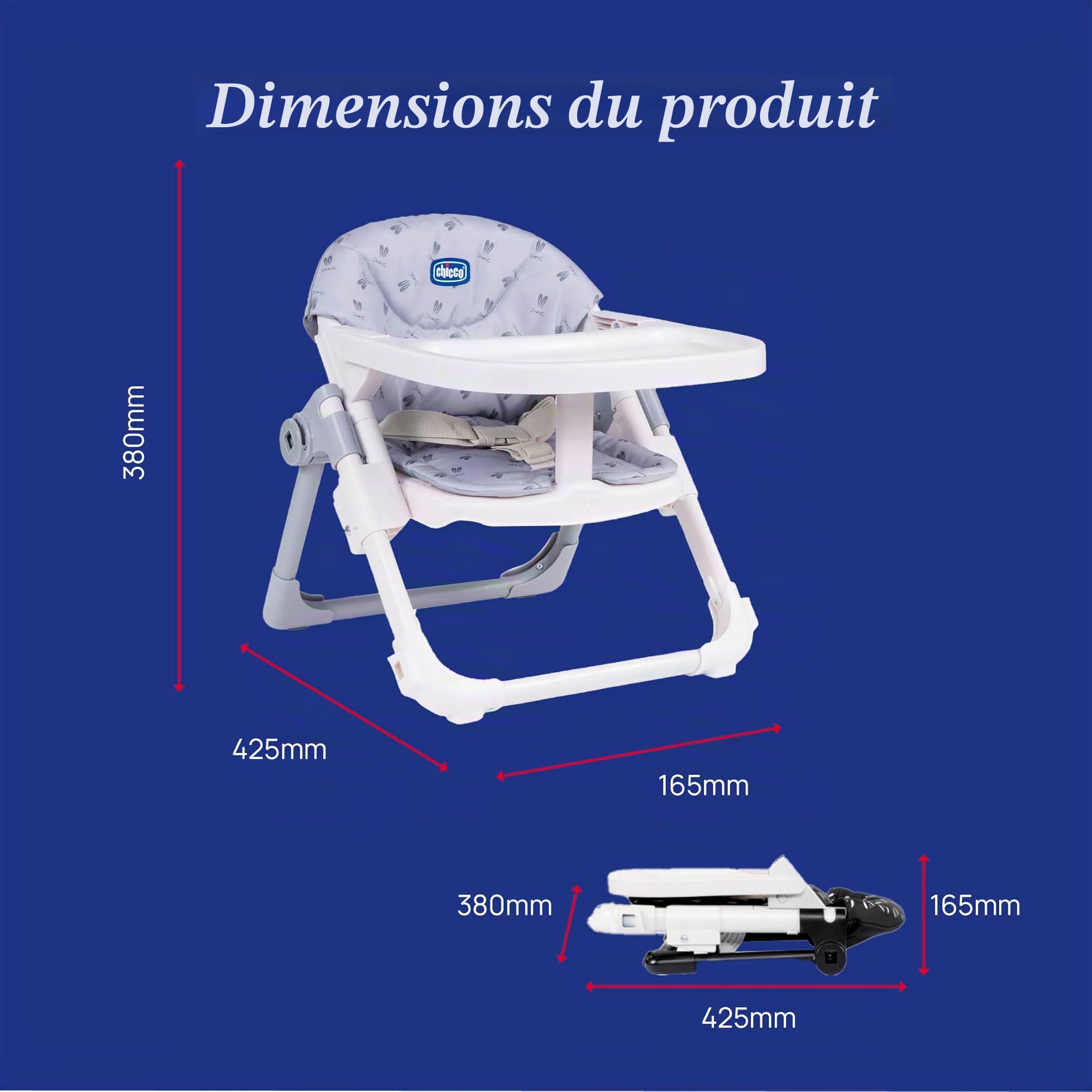 Chicco Chairy Siège rehausseur pour enfant Lapin | Convient pour 6 à 3 ans (15 kg), pliable, siège de voyage avec plateau