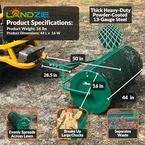 Image of Compost Spreader 44 Inch, Peat Moss & Top Soil Roller - Landzie