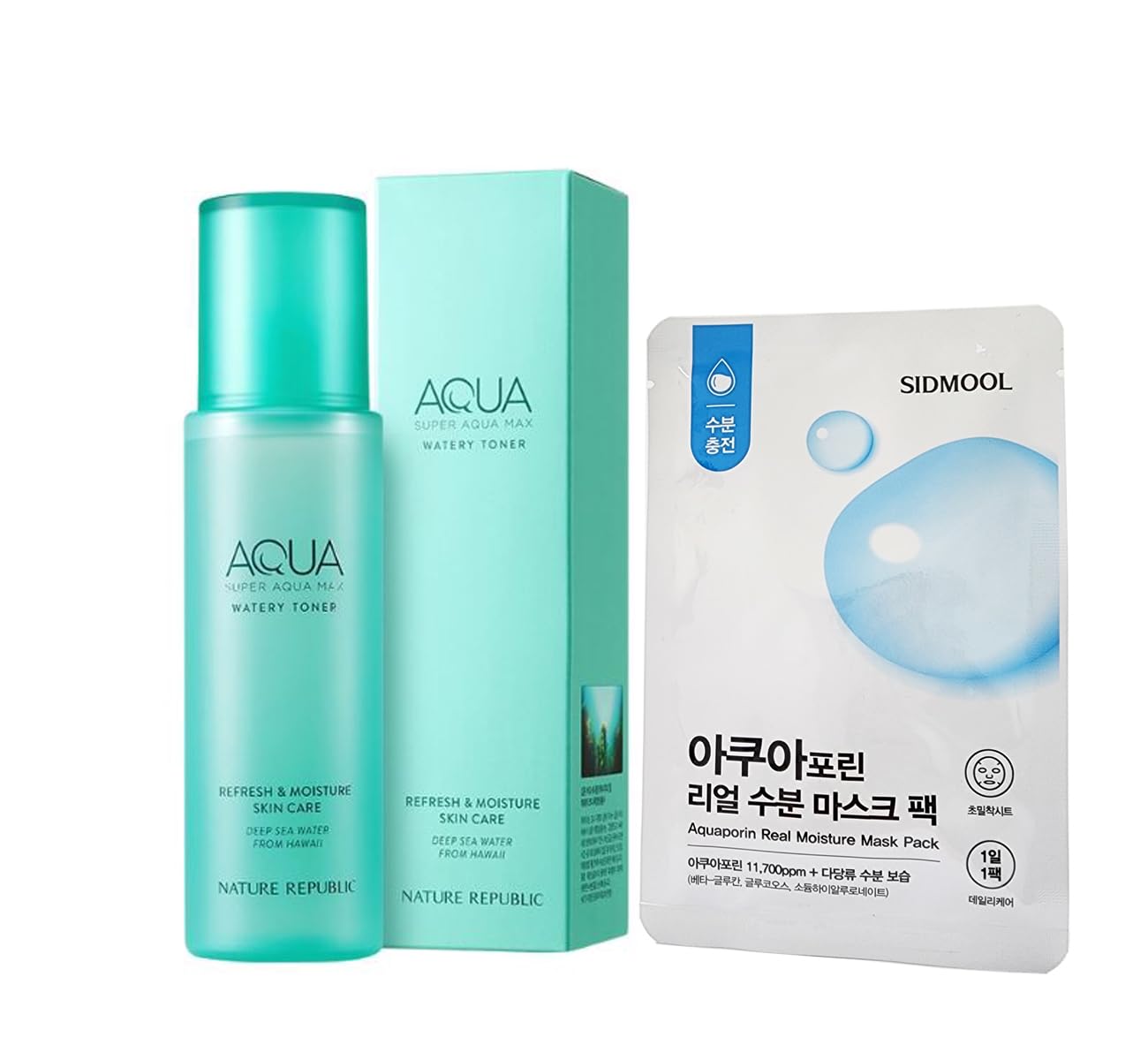 Nature Republic Super Aqua Max Watery Toner_Hydrating Deep sea Water Essence Daily Moisturizer & Glow Lightweight Long Lasting Glass Skin for Face Korean Beauty Facial Skin Care 150ml / 5.07 fl.oz