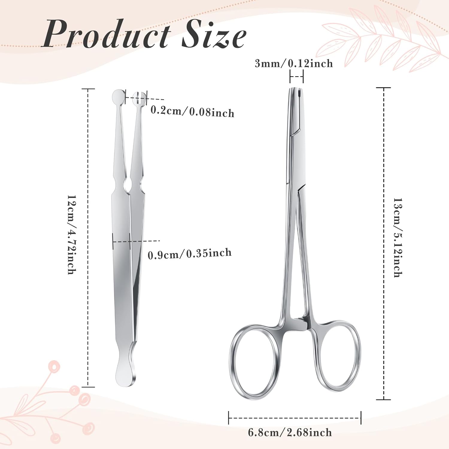 2 Pcs Piercing Ball Grabber Tool 3mm Piercing Barbell Clamps Tool for Changing Jewelry Stainless Steel Forceps Locking Tweezers Clamps Kit for Nose Ear Lip Tongue Ball Screw Removal (Common)
