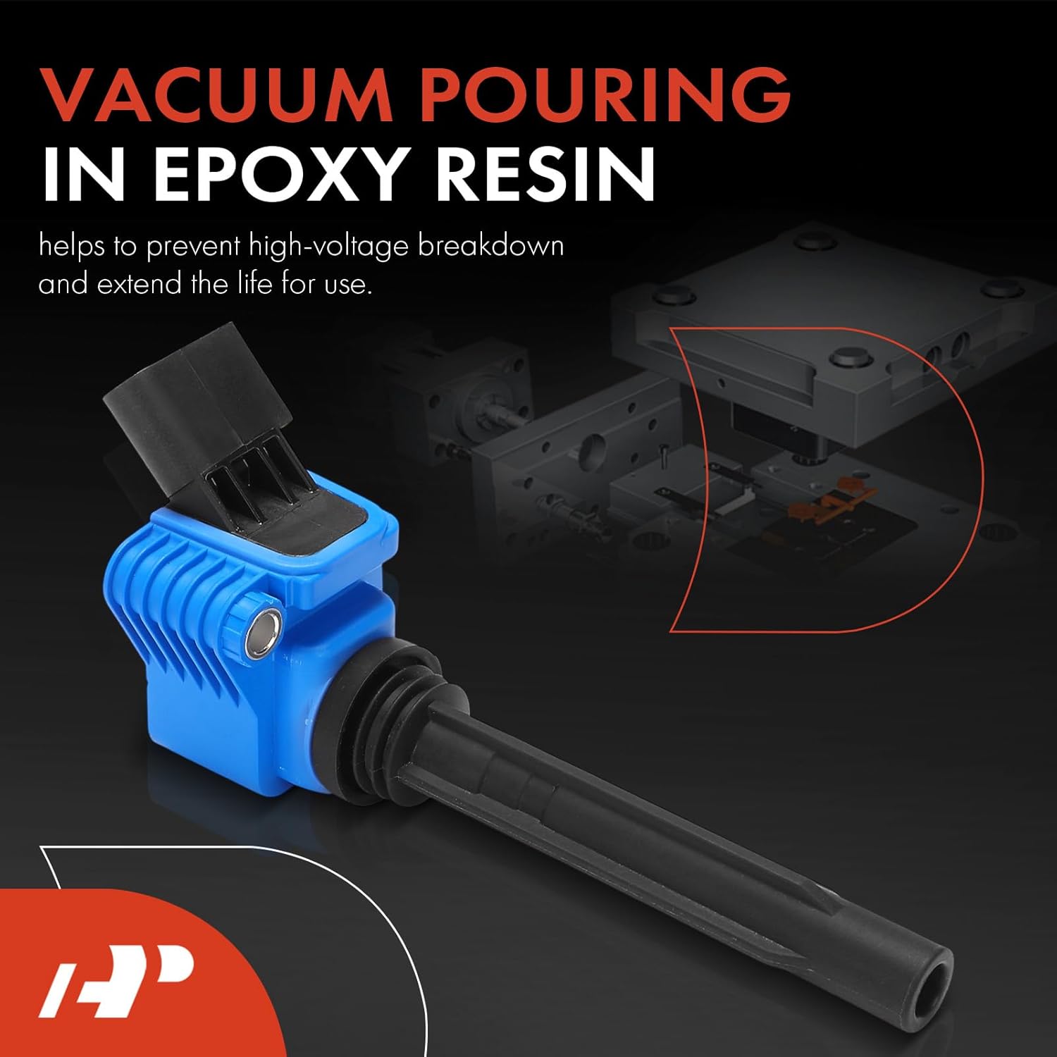 A-Premium (Blue) Engine Ignition Coil Pack Compatible with Volkswagen Jetta, Passat, Golf, Tiguan, Beetle, Atlas & Audi A4, Q5, Q7, A6, A3, Q3, A5 A8 TT Quattro, A7 RS7 Sportback, 4-PC Set