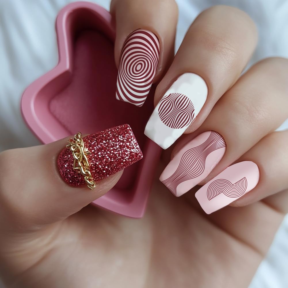 PH PandaHall 3pcs 3D Line Nail Stamp Plate Spiral Line Print Art Template Stainless Steel Nail Image Plate Geometric Lines Pattern Nails Art Stencils for Women DIY Printing 4.7x2.3 inch