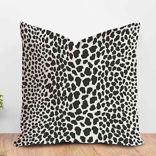 ArogGeld Leopard Print Cow Animal Spots Black Farmhouse Throw Pillow Cover Graphite Cheetah White Linen Throw Pillow Cushion Traditional Chinese Chinoiserie Pillow Cover Case for Chair 18x18in