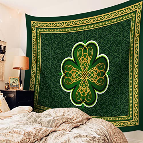 Chees D Zone Wall Hanging Tapestries Abstract Shamrock With Celtic Knots,Throw Tapestry Art Home Decor Irish St. Patrick Day Lucky Clover Texture For Bedroom/Living Room/Sofa Backdrop 39X59In #TOP2