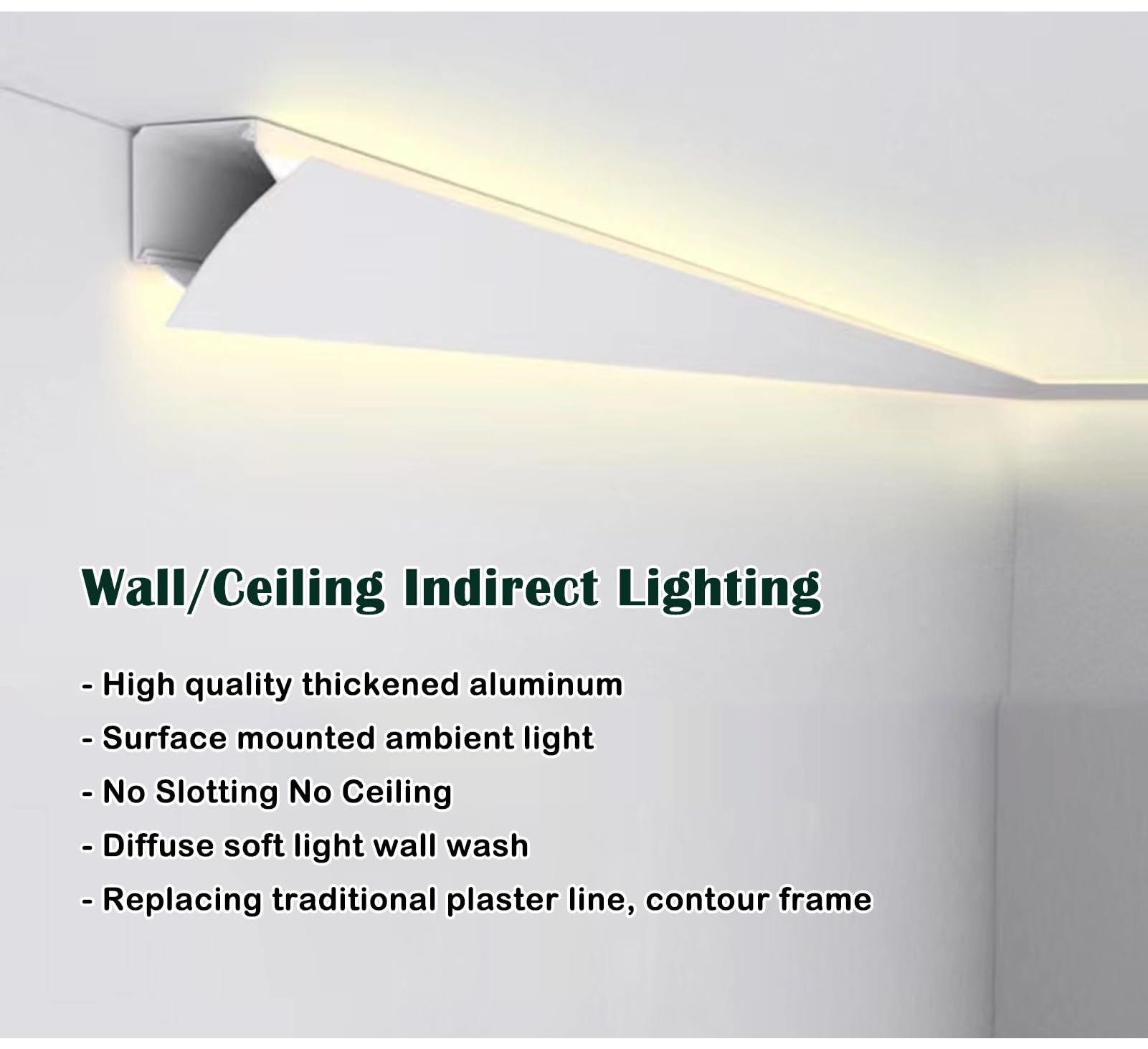 KomNWF LXXW Led Strip Light Track Ceiling and Wall Indirect Lighting Edging, Dual Light Bar LED Channel System, Decorative Lighting Aluminum Channels Ceiling Paneling(7 m/22.9 ft)