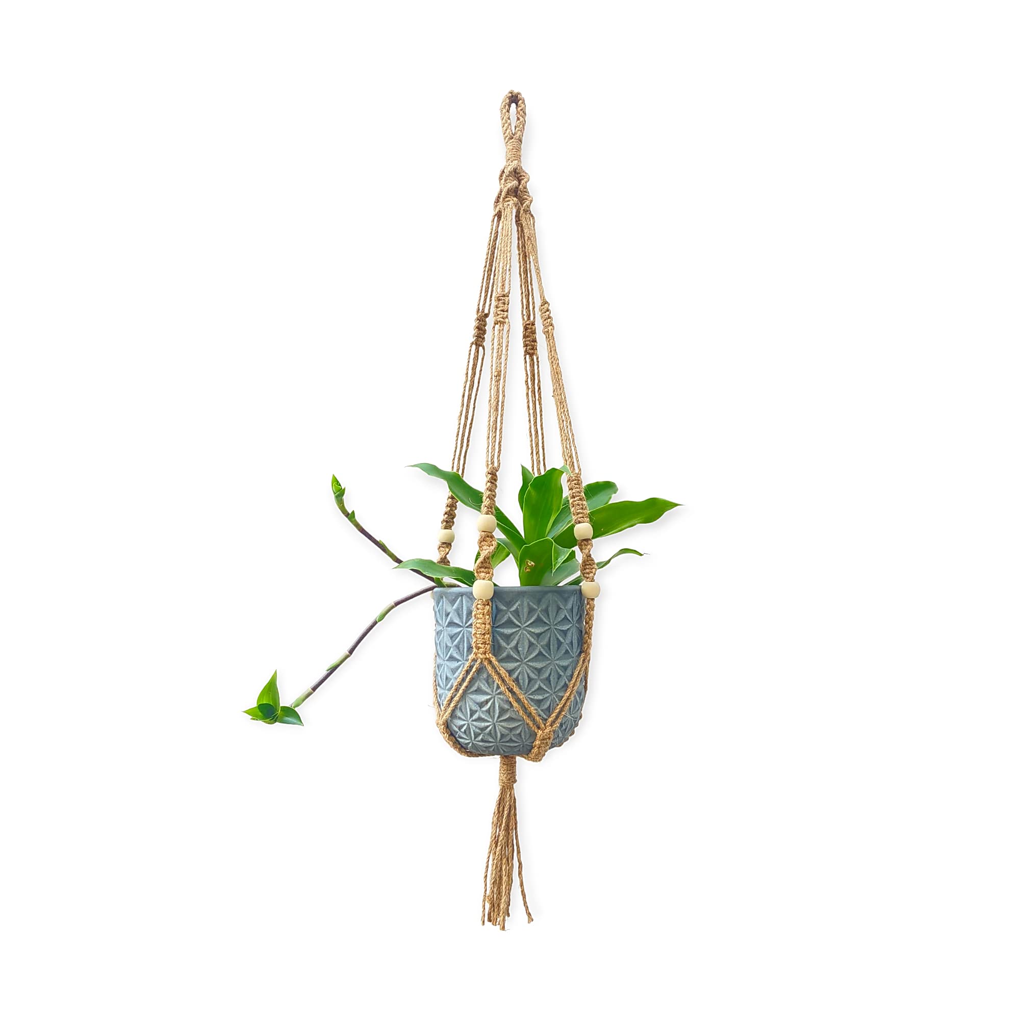 Saigon Home Decor Macrame Hanging Planters for Indoor Plant, Plant Hanger with Wood Beads Decorative with Tassels for Home Decor 36 Inch-Brown (POTS NOT Included)