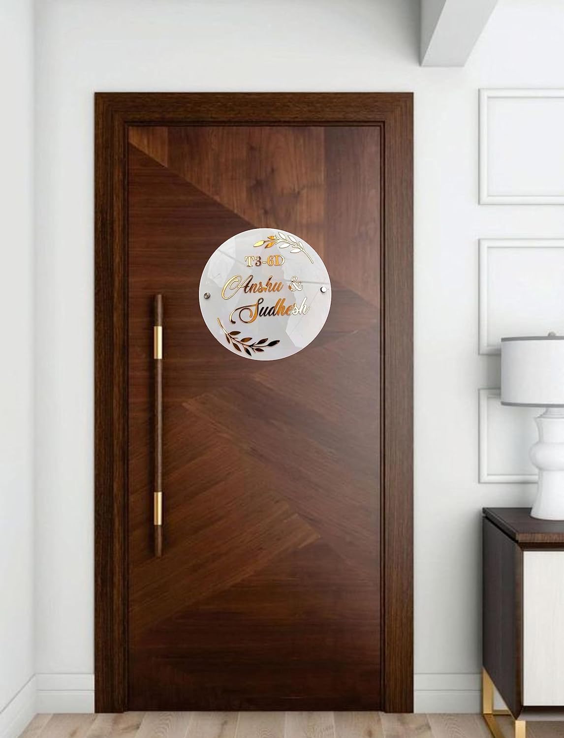 Wood Customized Home Entrance Wall Décor Hanging Signage Name Plate For Home, Flat Door Decoration, Office, Hotel, Shop Décor(DN-11) - (Pack Of - 1), White — Amazon image 2