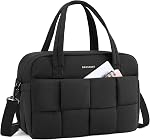 BAGSMART Gym Bag for Women, 29L Puffer Travel Duffle Bag for Travel with Laptop Compartment, Weekender Bags for Women, Carry On Duffel Bag Personal Item Bag, Black