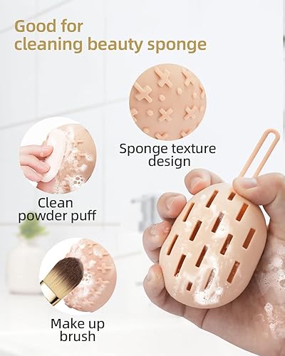 Miniatura 5 de Soporte de esponja de maquillaje para viajes, soporte de silicona para licuadora de belleza, estuche de licuadora de maquillaje con multifuncional