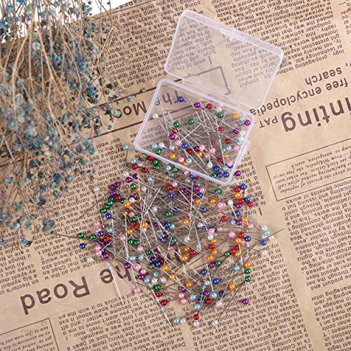 FINGOOO 250 PCS Multicolor Sewing Pins Straight Pins for Dressmaker Jewelry Decoration