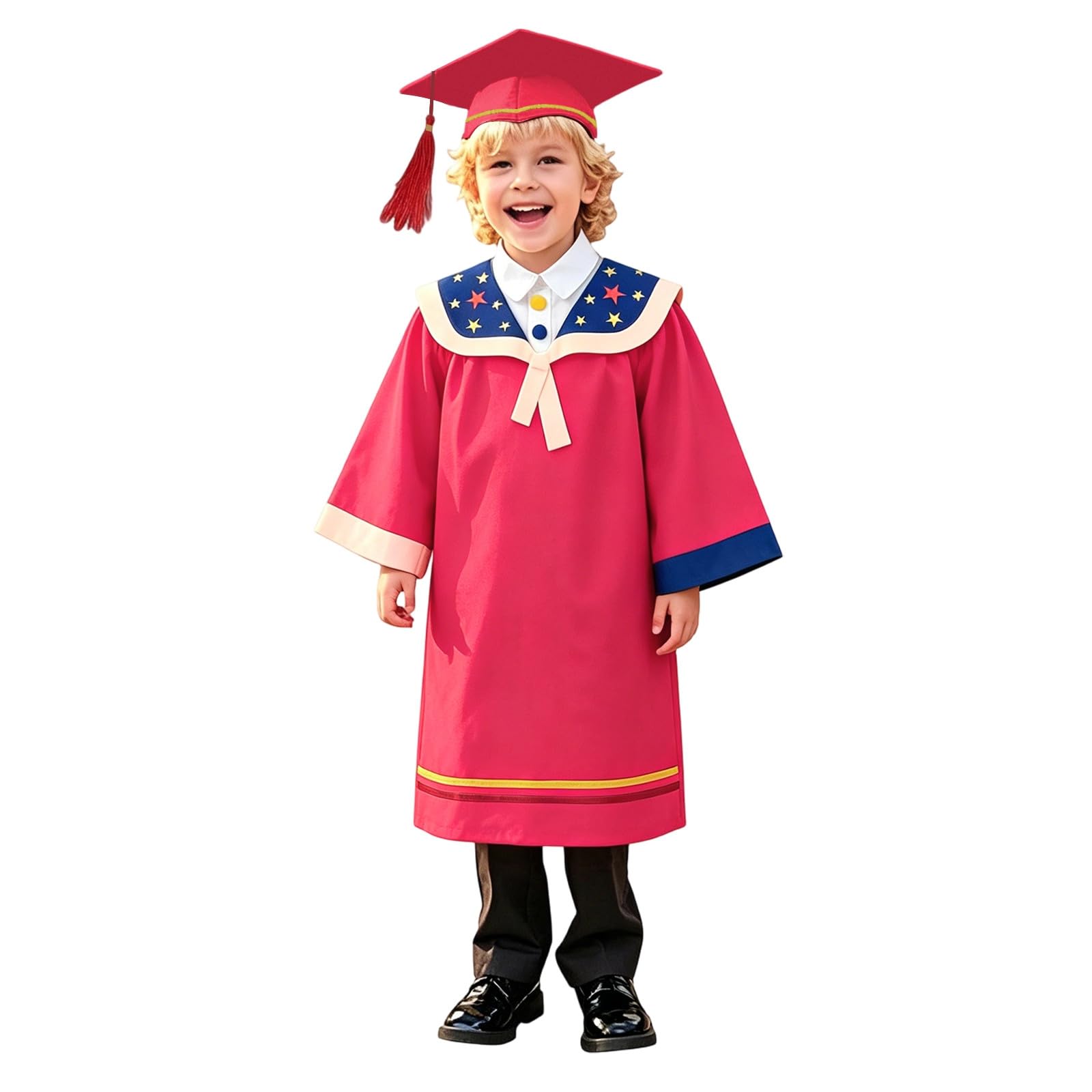 Kindergarten 2025 Graduation Cap and Gown Tassel Sets with Charm 2PCS Graduations Stoles for Kids Grad Party Clothes