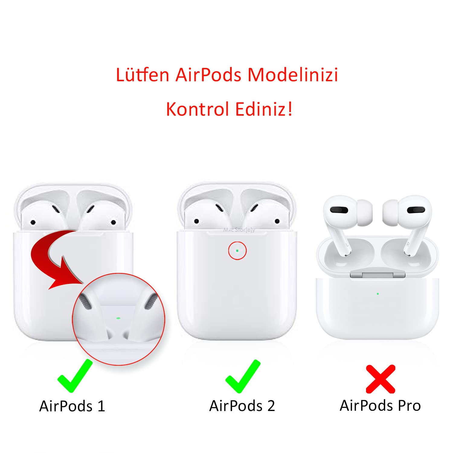 McStorey AirPods 1. & 2. Nesil Kulak İçi Kılıf – 3 Çift Small Silikon Uç – 0.5mm Ultra İnce, Kaymaz, Şarj Kutusuna Uyumlu, Konforlu & Hijyenik Kullanım Siyah