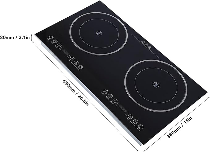 Estufa Vitrocerámica Doble 68 cm Empotrable 110V miniatura 3