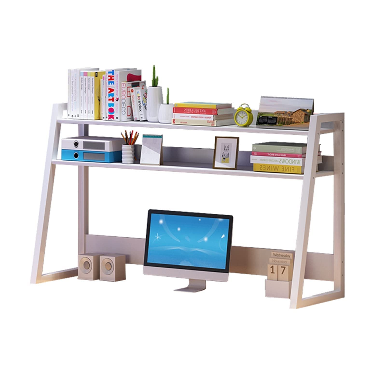 ASerZenith Desktop Bookshelf Desktop Bookshelf/Bookcase - Computer Desk Bookshelf Hutch, Bookcase Shelf, Desk Organizer,