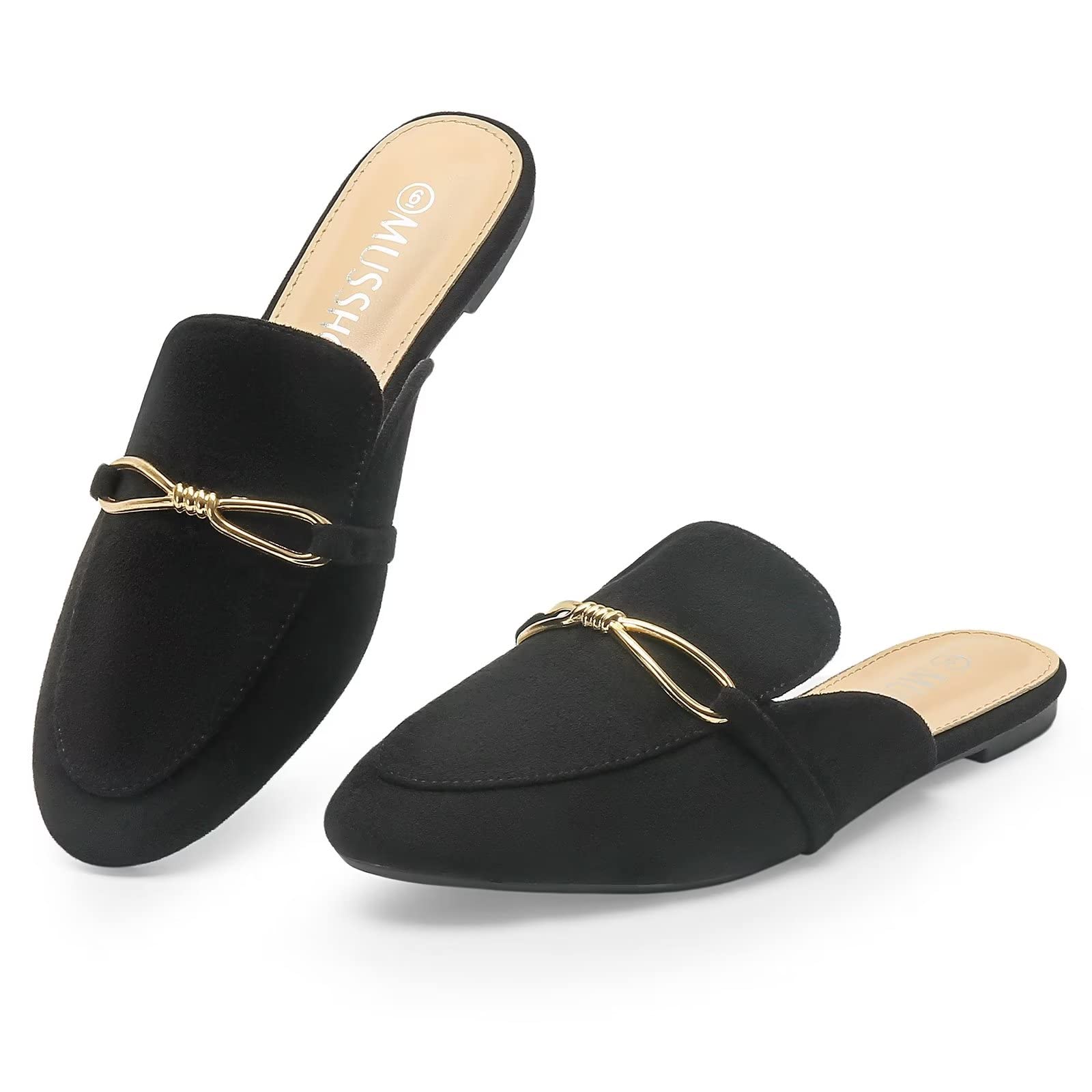 MUSSHOE Mules for Women Flats Comfortable Slip on Women Mules Backless Loafers