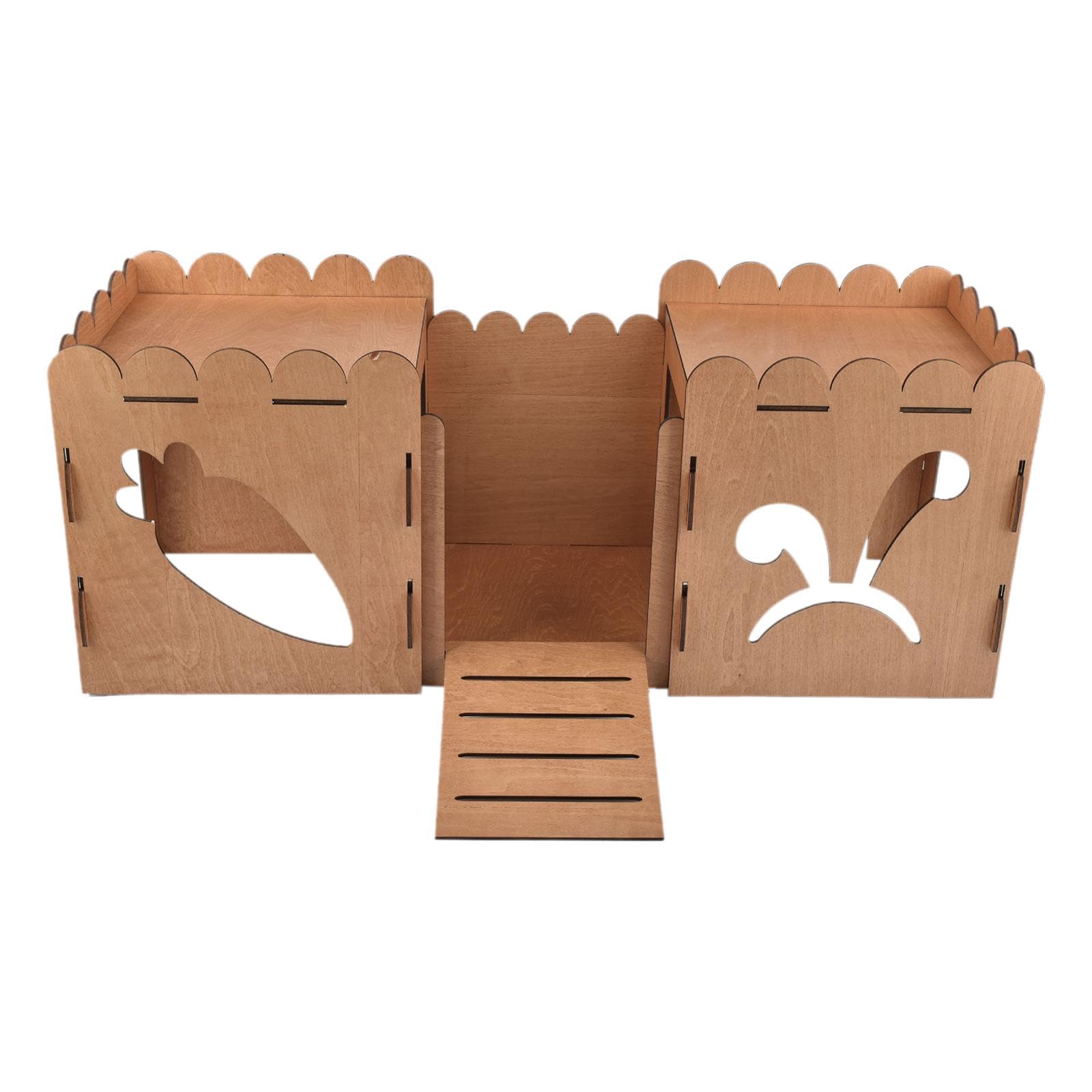 Holzkaninchenburg, Versteck, Hamsterhaus mit Rampe, Hütte, Nest, Kleintierhaus, Bett, Meerschweinchenversteck, Haus für Eichhörnchen Und Lemminge, Aus