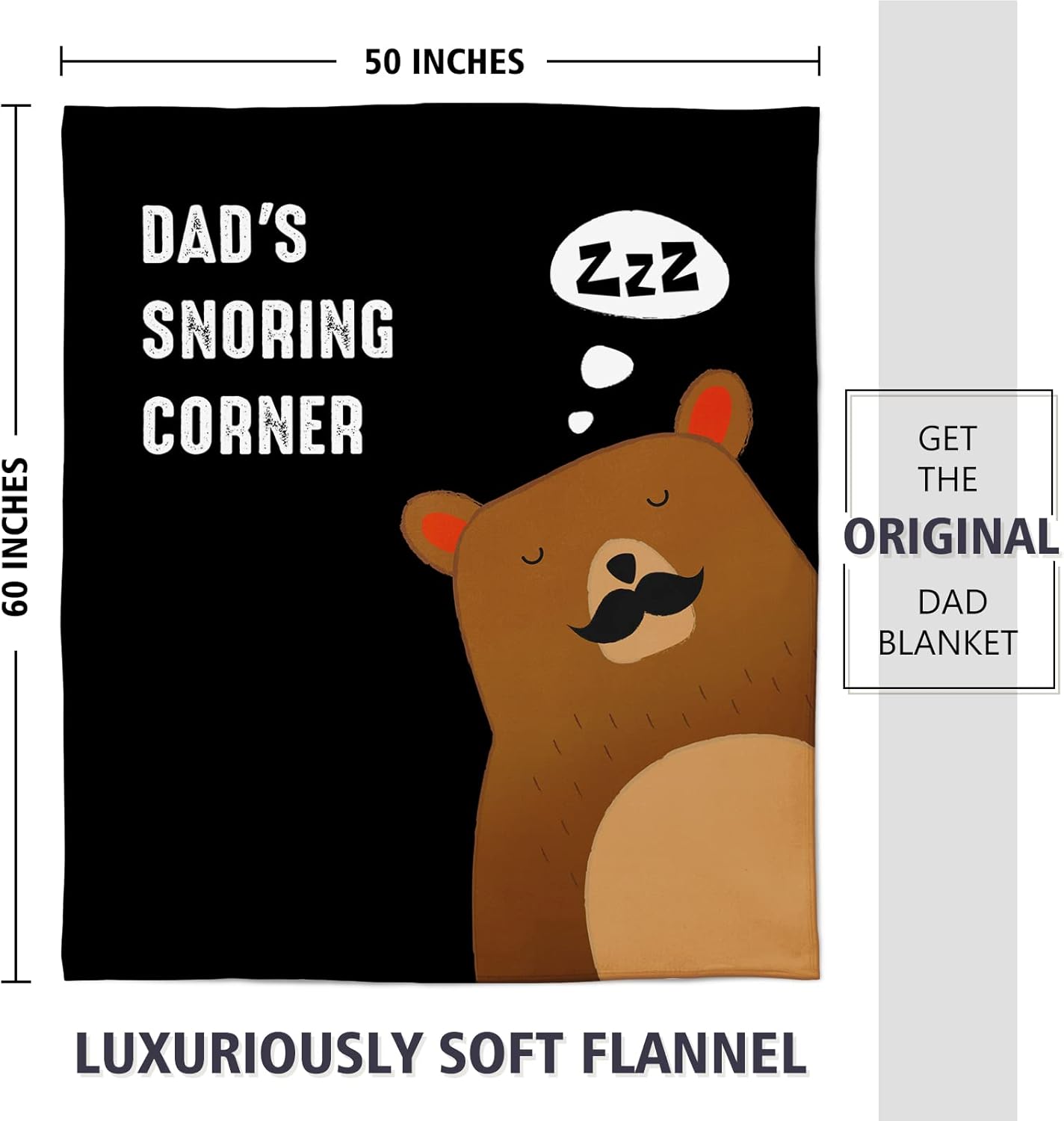 Niyewsor Dad Gifts on Christmas, Dad's Snoring Corner Blanket, Funny Dad Birthday Gift from Daughter Son, Present for Father/Daddy/Stepdad on Fathers Day, 60"x50" - Image 5