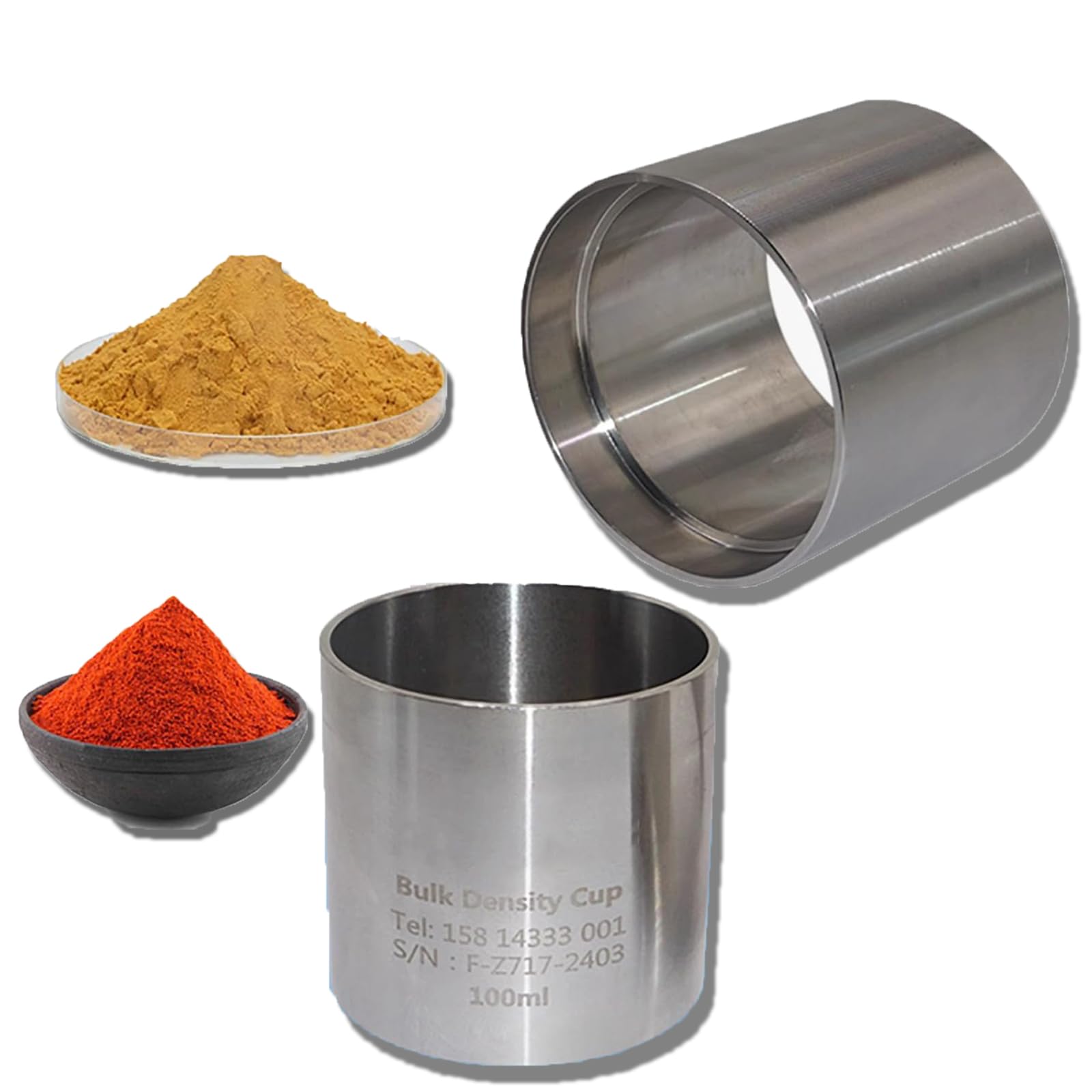 Pulverschüttdichtetester, 100 ml Edelstahl-Messbecher, stapelbares Dichtemessgerät für Labor und Industrie