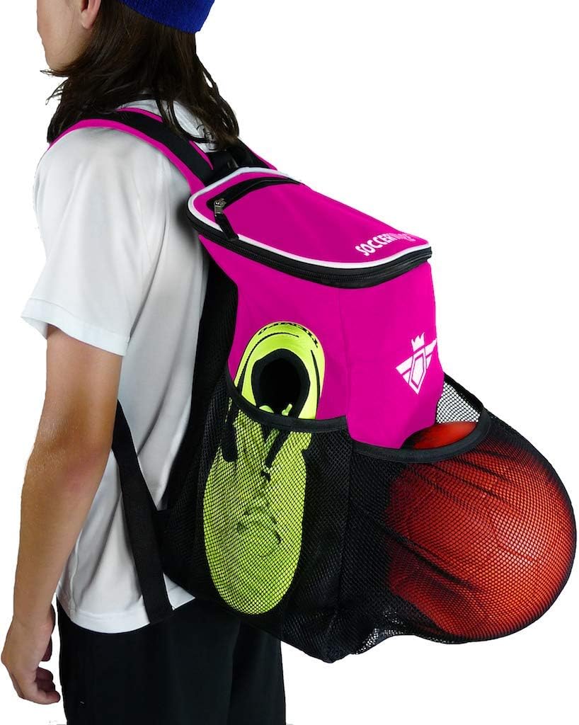 Soccer Backpack with Ball Holder Compartment - for Boys & Girls | Bag Fits All Soccer Equipment & Gym Gear (Black)