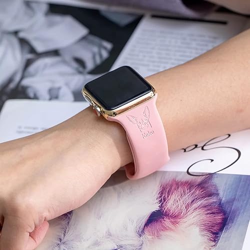 Miniatura 2 de Personalized Dog Breed Pet Apple Watch Band Laser Engraved Gift Soft Silicone Sport Band/Strap iWatch Series, Compatible with Apple Watch 38mm 40mm
