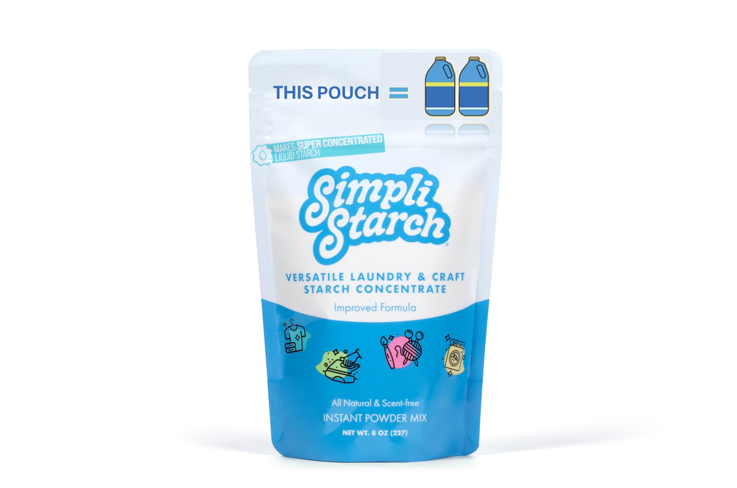 Simpli Starch® Instant Concentrate Powder For Laundry, Ironing, Refill For Liquid Starch & Non-Aerosol Spray Starch. Use in Your Washer, Wrinkle Release. Ideal For Arts & Crafts Projects - 8oz (1)