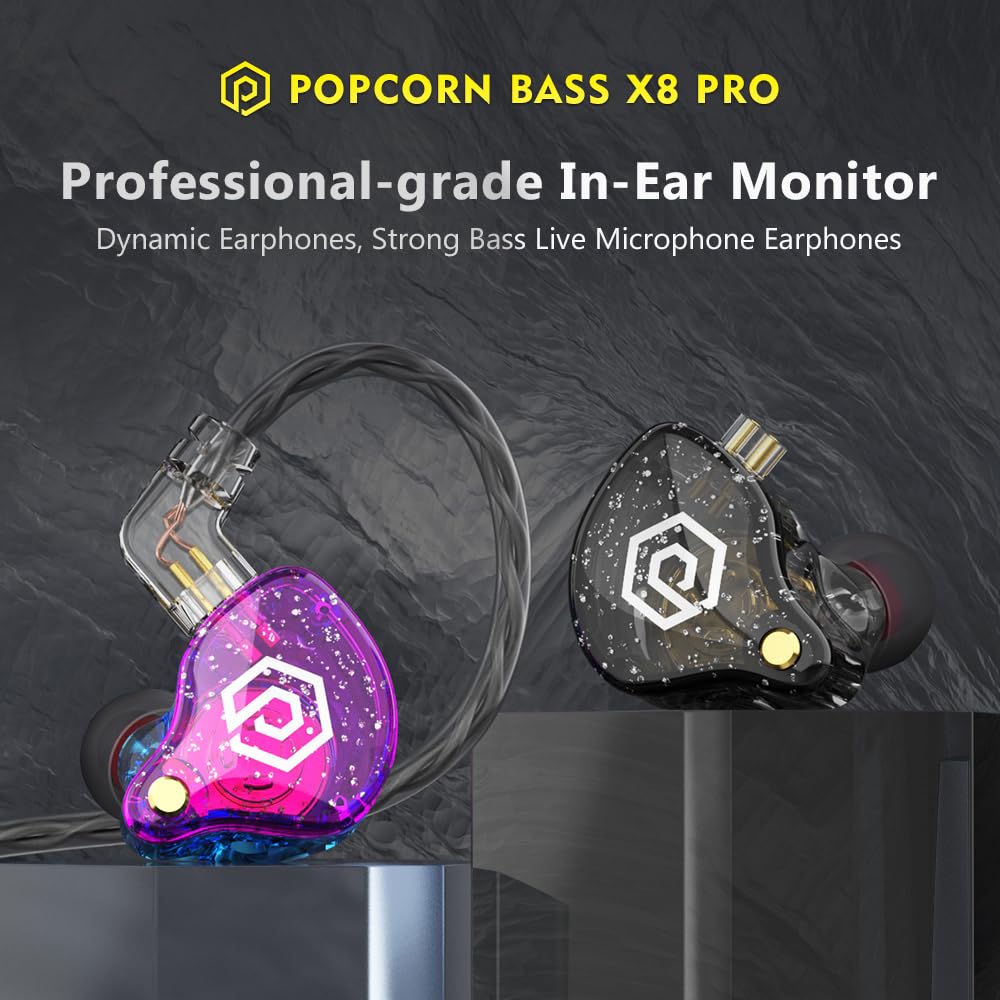 POPCORN Bass X8 Pro Typ C in Ear Monitore Kopfhörer Gaming Earbuds Kopfhörer Stereo mit Mikrofon (Lila)