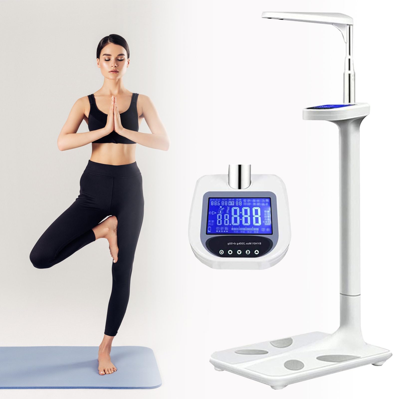 Bilancia digitale per il peso corporeo con misurazione dell'altezza a ultrasuoni, monitor intelligente della massa grassa corporea con accesso facilitato, ideale per palestre, cliniche e scuole.