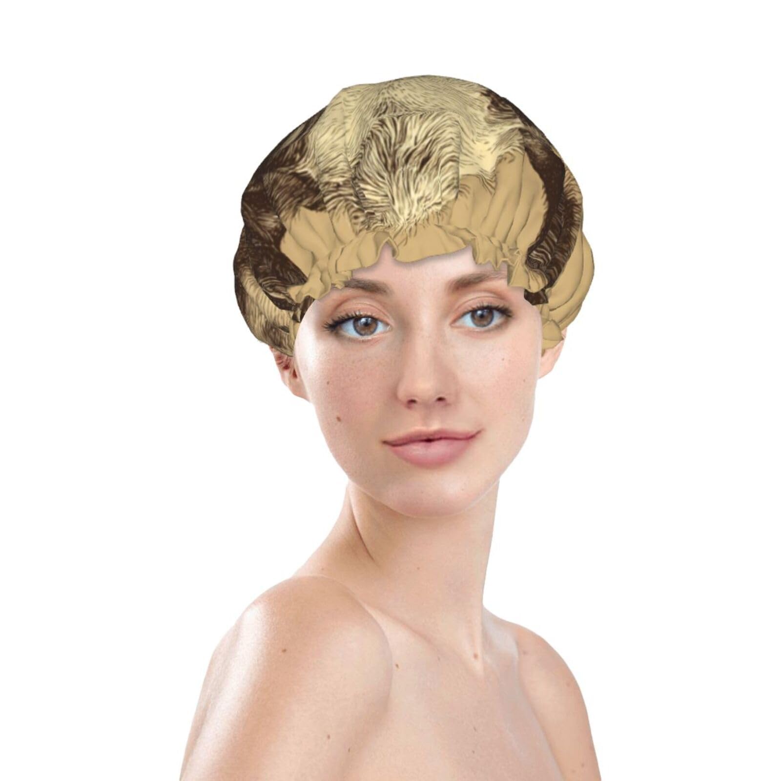 Cow Vintage Prints Shower Cap Double Layer Lined Waterproof Bathing Shower Hat