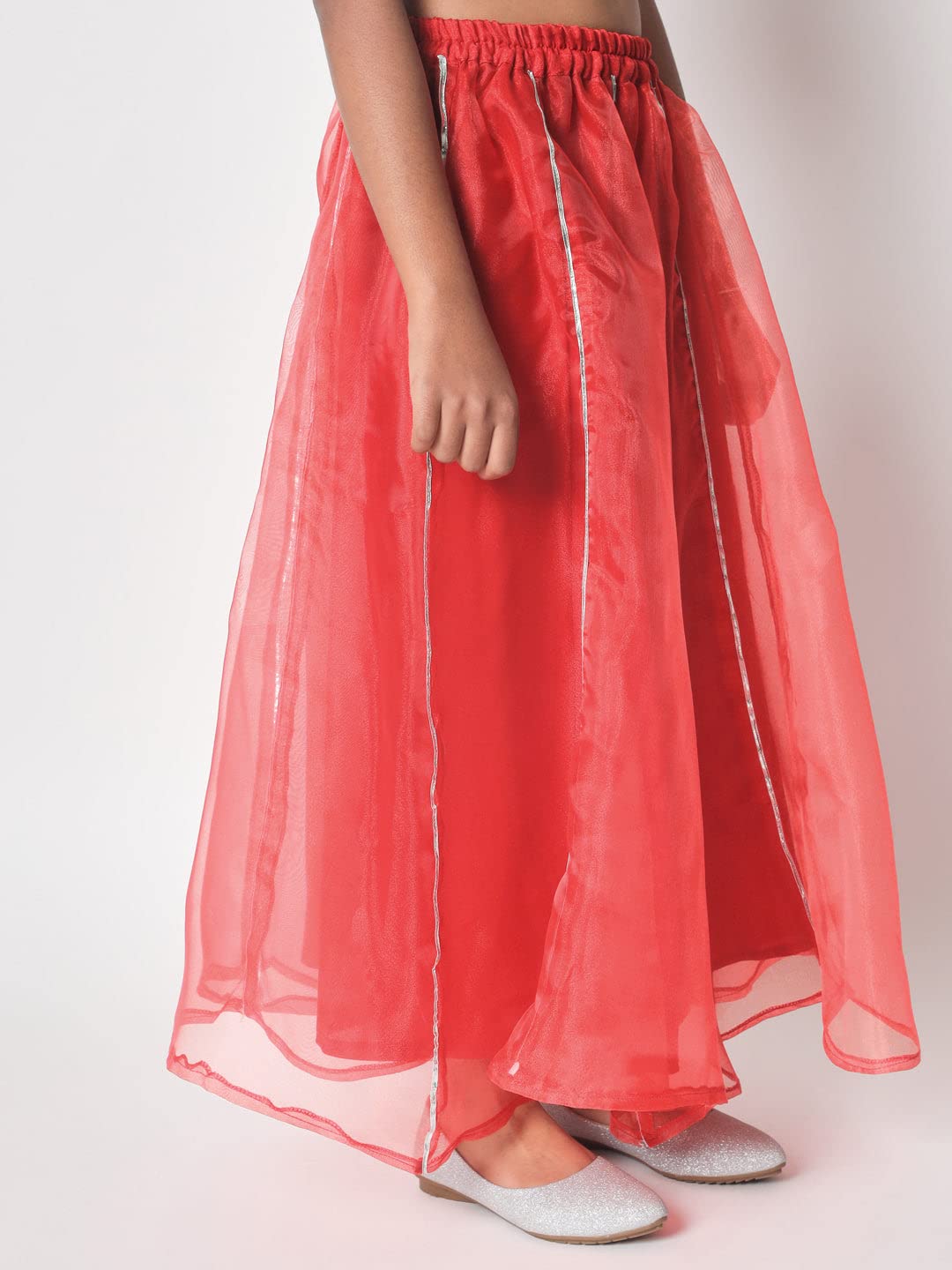 studio rasa Girls Organza Embellished Kalidaar Kids Skirt for Wedding Party Festive(GSC12303/7-8_Red_7-8yrs) 1