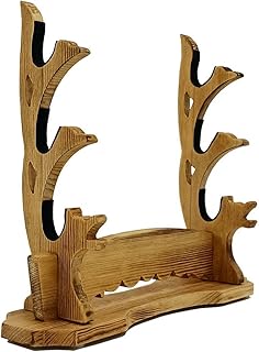 Sword Stand Padded Hook Katana Stand Holder Display Hanger for Martial Arts Weapons Katana Wakizashi Tanto Weapon Display Stand Support All Swords (Solid wood 3 layer)