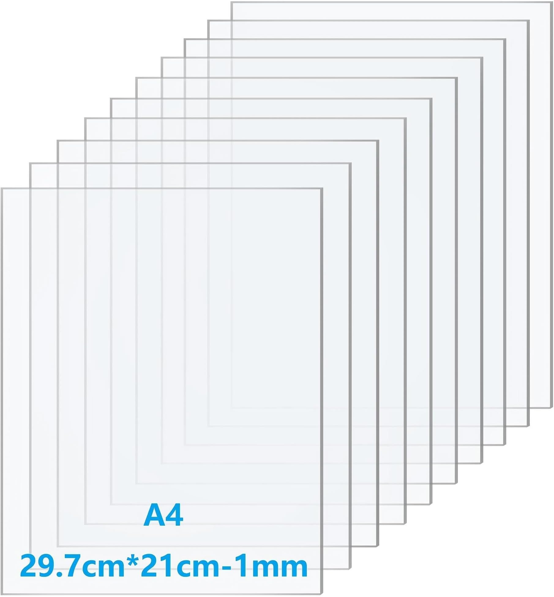 Taiyeestar 10 Pcs 29.7 x 21 cm Plastic Sheet, A4 Transparent Acrylic Sheet, 1 mm Thick, Clear Perspex Sheet, Plastic Sheet for Househld Decoration, Display, Picture Frame, Painting