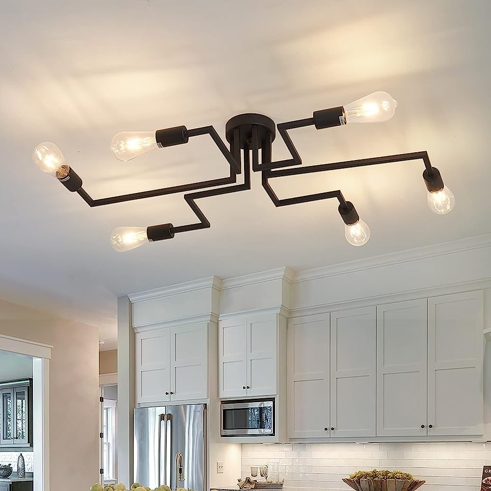 ZGLAOJT 6- Lights Ceiling Light Fixture，Vintage Semi Flush