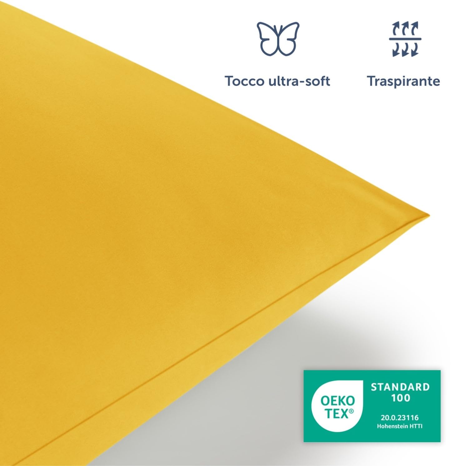 Blumtal Copripiumino Matrimoniale 250x200 e Federe 50x80 - Set di Lenzuola in microfibra extra morbida certificata Oeko-Tex, Set Copripiumino Matrimoniale con 2 Federe - 3 pezzi - Giallo
