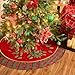 Valery Madelyn Christmas Tree Skirt for Tree Decorations, 48 Inch Fabric Traditional Red Green Gold Small Xmas Velvet Tree Skirt with Holly Leave Pattern & Tartan Trim Tree Merry Christmas Party Decor