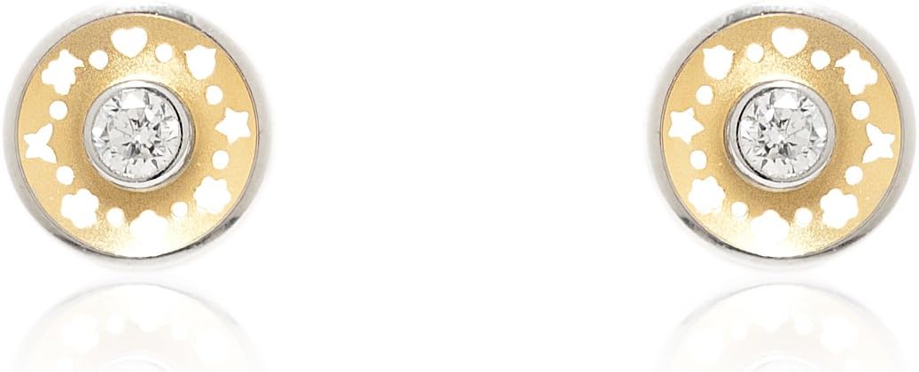 Orecchini In Oro 10K A Forma Di Cerchio Con Zircone Tondo - Foto 6