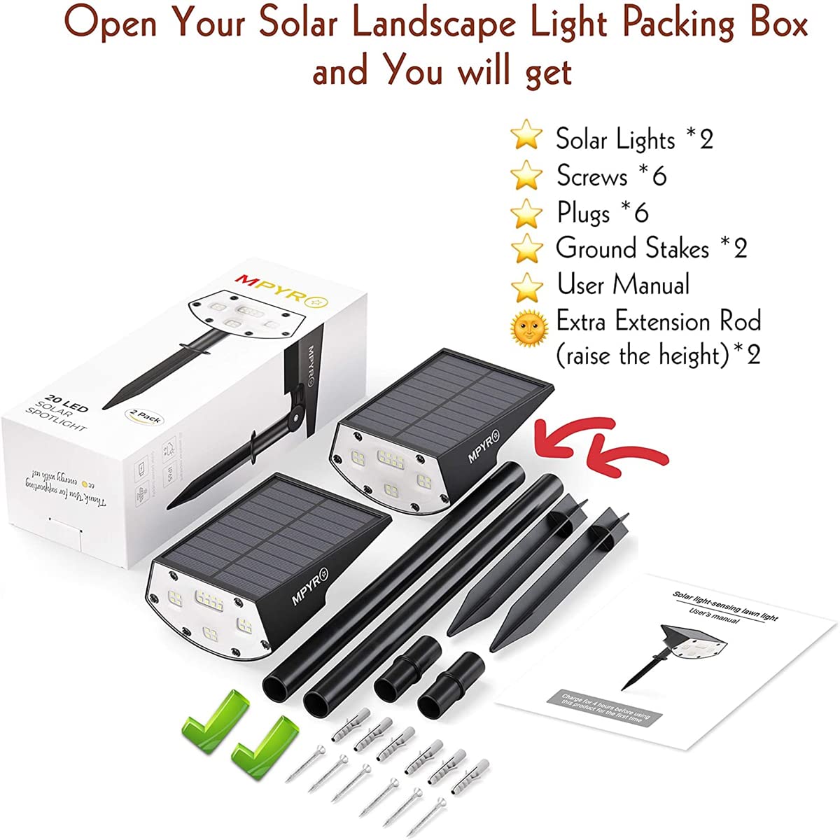 Projecteurs de Paysage solaires à LED étanches sans Fil alimentés à l'énergie Solaire Appliques extérieures 2 en 1 projecteurs d'aménagement paysager solaires pour allée de Jardin de Cour
