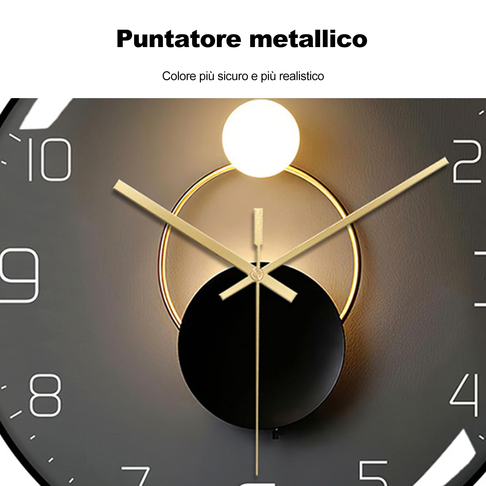 Ergocar Orologio Da Parete Art Deco Moderno Silenzioso In Metallo Senza Ticchettio - Adatto Per Soggiorno, Camera Da Letto, Sala Studio, Ufficio