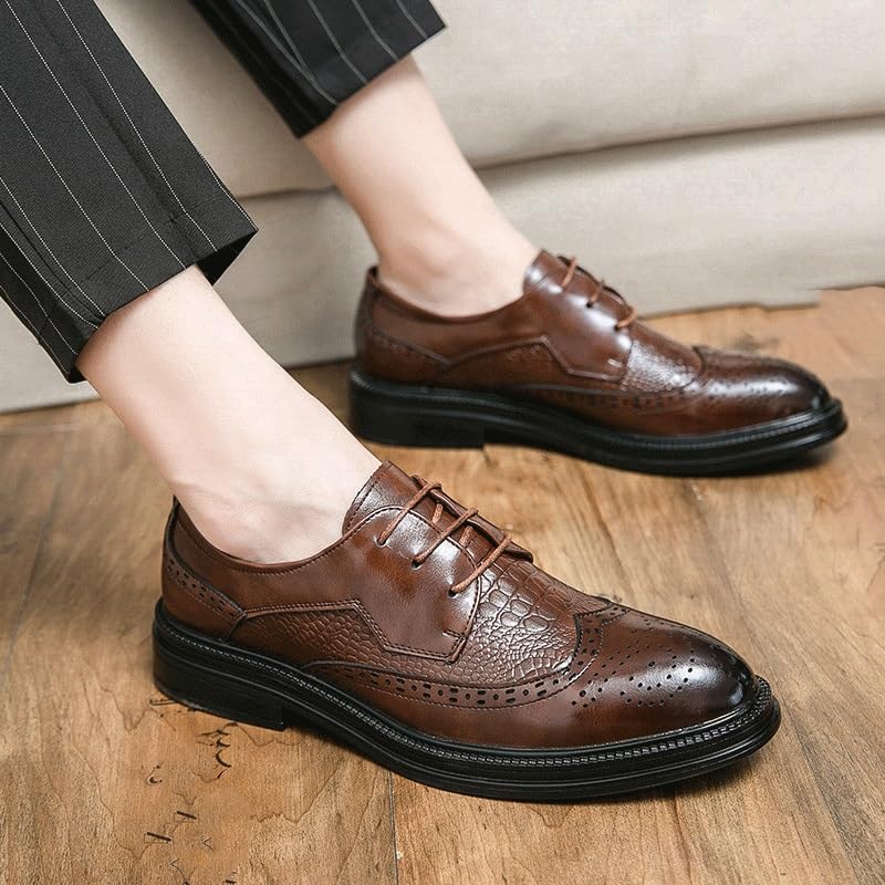 Men's Professional Shoes Waterproof Oxfords Men's Lace-up Shoes for Business Travel & Outdoor Events(6.5)2