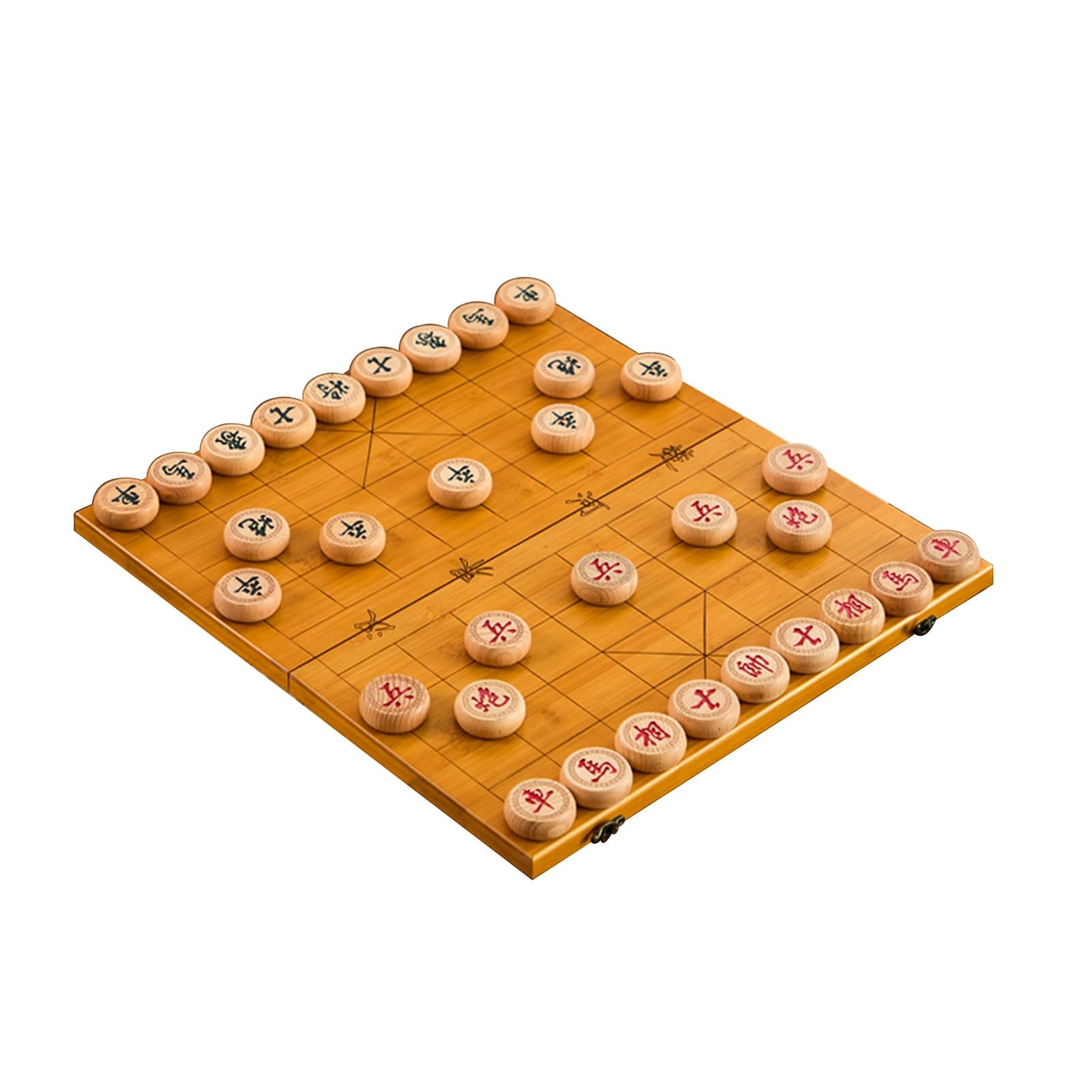 Set di Scacchi Cinesi per 2 Giocatori, Portatile Xiangqi con tavola di bambù Pieghevole, Gioco da Tavolo strategico (Legno di faggio, 3,8 cm/1,5 Pollici)