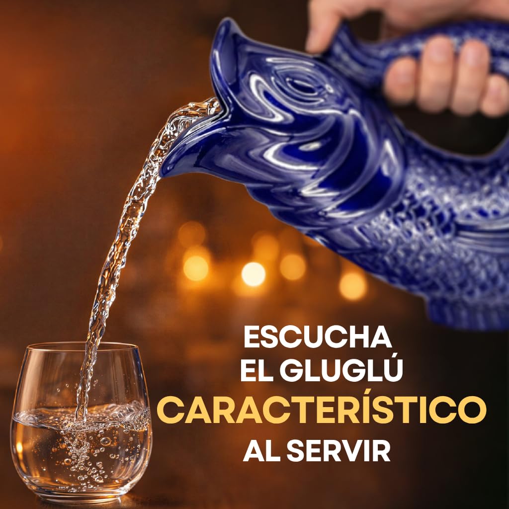 The Bubble Jug - Jarra de agua verde océano de 1,5 L - Decorativa en forma de pez para decorar tu hogar