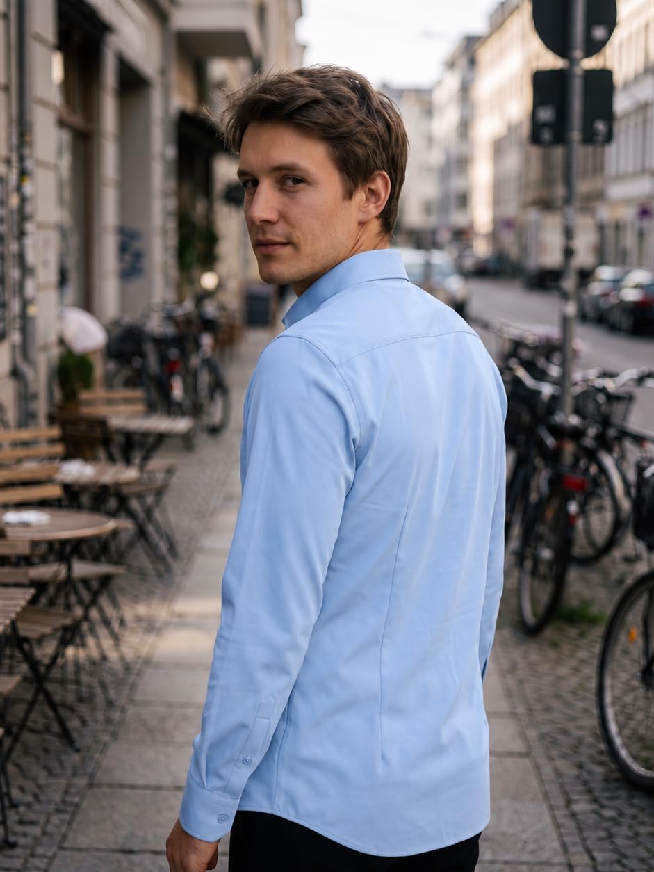 Camisa Social Masculina Slim Fit Manga Longa Tecido Antiamassante - Caimento Justo ao Corpo - Trabalho, Eventos e Festas - LOVE INSIDE Camisa Social Masculina Slim Fit Manga Longa Tecido Antiamassante - Caimento Justo ao Corpo - Trabalho, Eventos e Festas - LOVE INSIDE