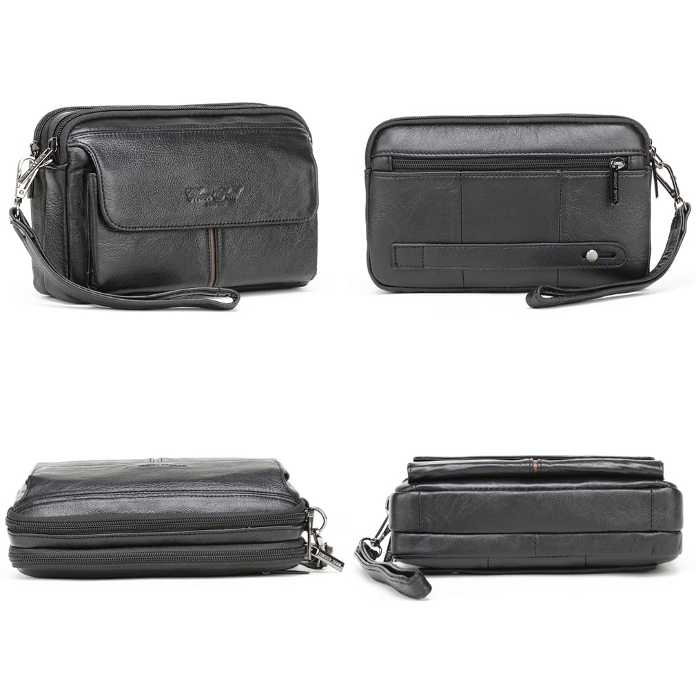 Leather Clutch Purse Wallet Men Wrist Bag