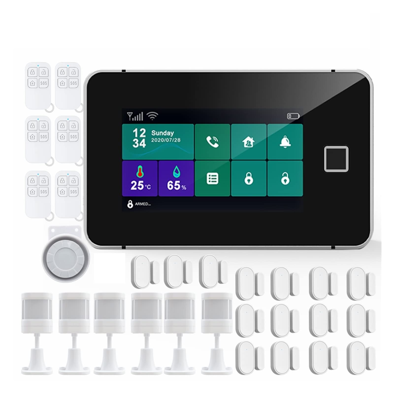 Alarme maison sans fil Tuya anti-cambrioleur avec lecteur d'empreinte digitale sécurisé