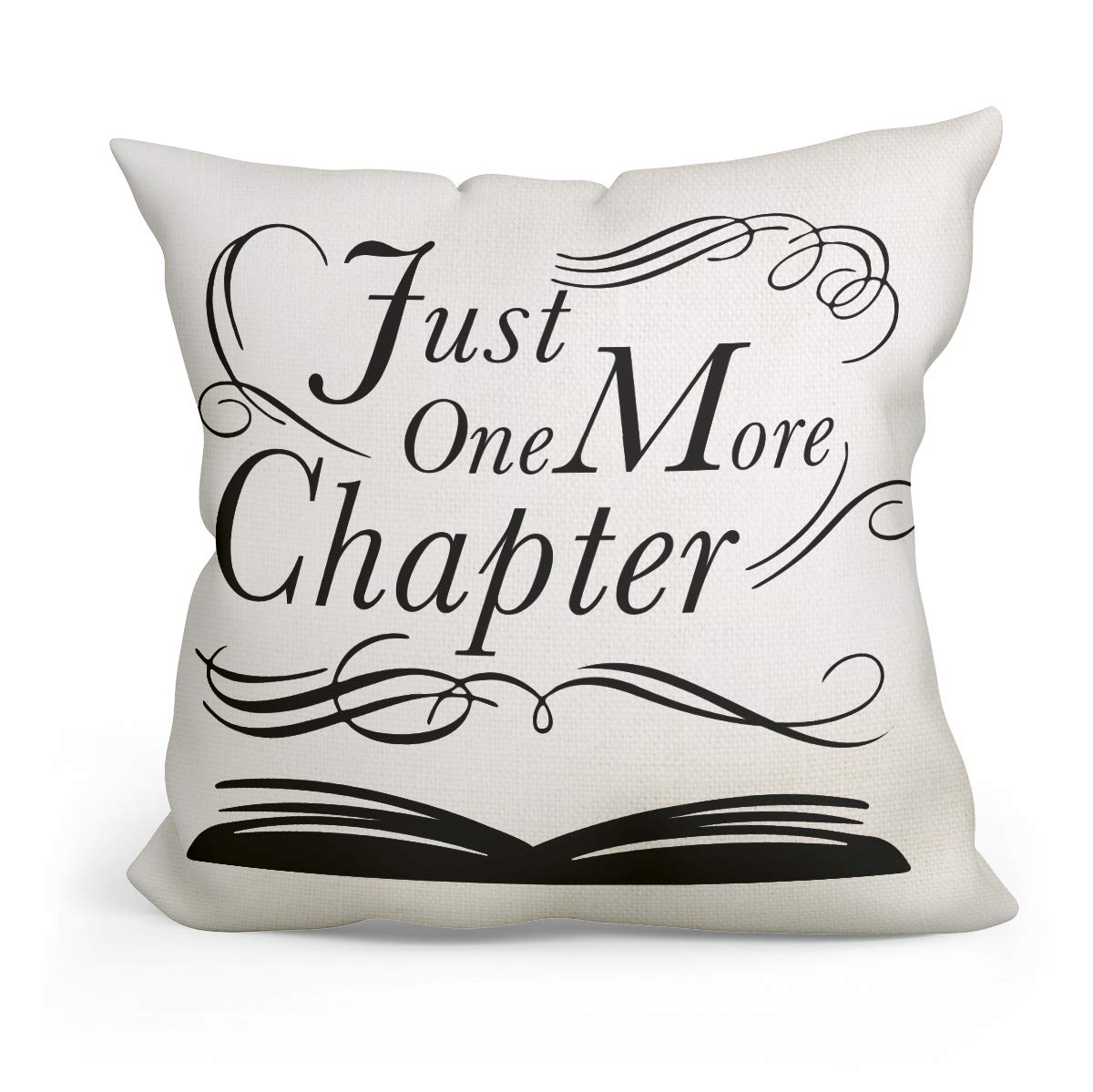 Ihopes Funny Just One More Chapter Pillow Covers -Library Pillow Case Cushion Cover for Sofa Couch Living Room Decor Gifts for Bookworm Teens Men Women Friends(18”x 18”Inch)