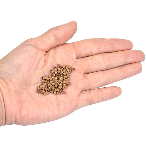 Miniatura 3 de 200 cuentas nano de 0.118 pulgadas (0.118 in), microenlaces de cobre, nano anillos, cuentas de cabello para extensiones de cabello (rubio oscuro)