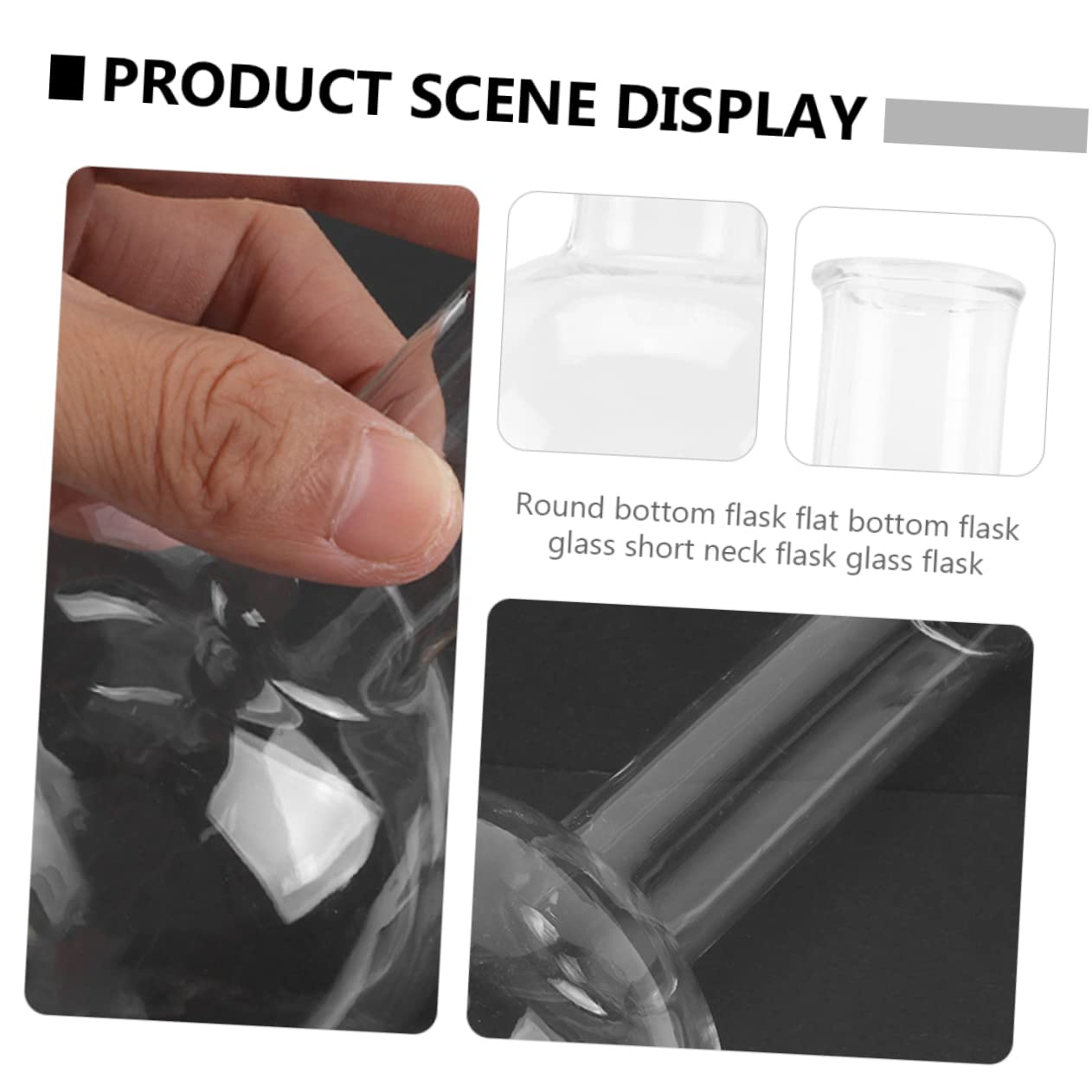 Set de 3 Matraces de Fondo Redondo de Vidrio 250ml para Laboratorio | Pared Uniforme, Calentamiento Muy Homogéneo, Uso en Química y Educación
