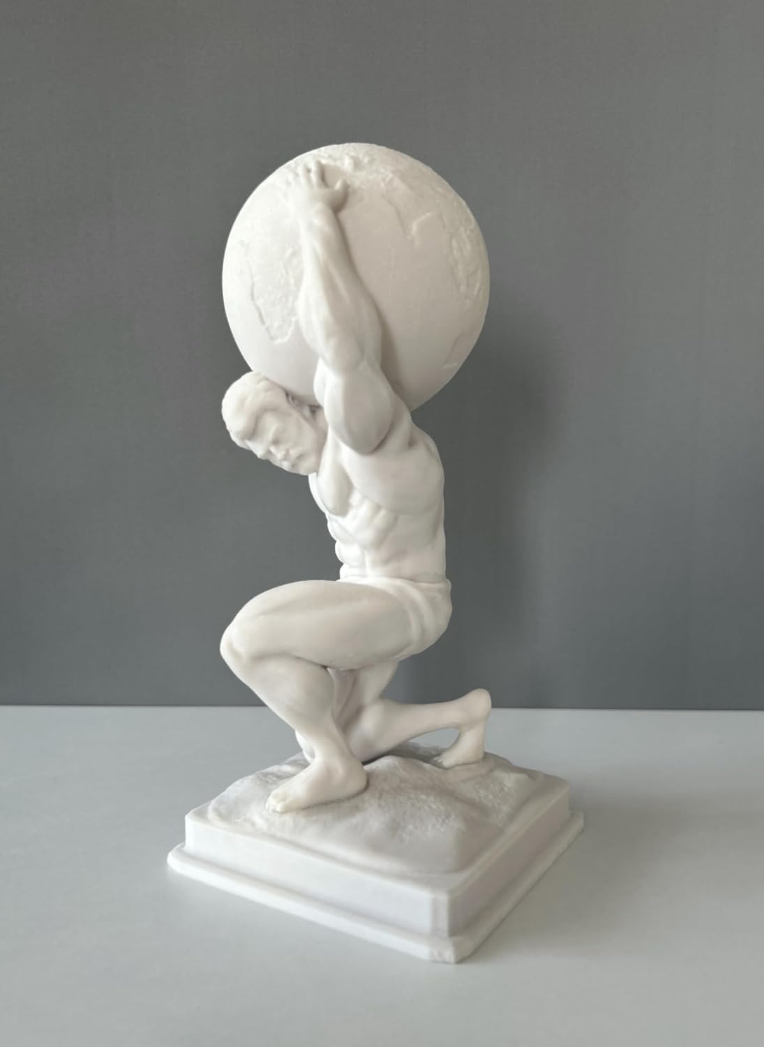 Generic Atlas Bust Statue, 12in White Resin Greek Mythology Bust Sculpture Decor