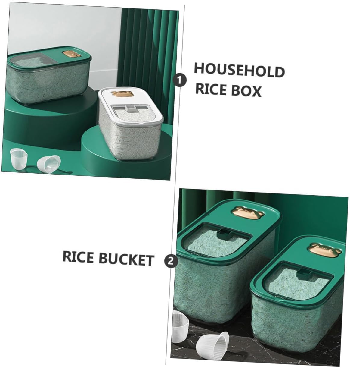 Multi-function Rice Storage Bucket 10lb Airtight Thickened Plastic Grains and Flour Container with Moisture and Insect Protection Seal for Kitchen Pantry Organization