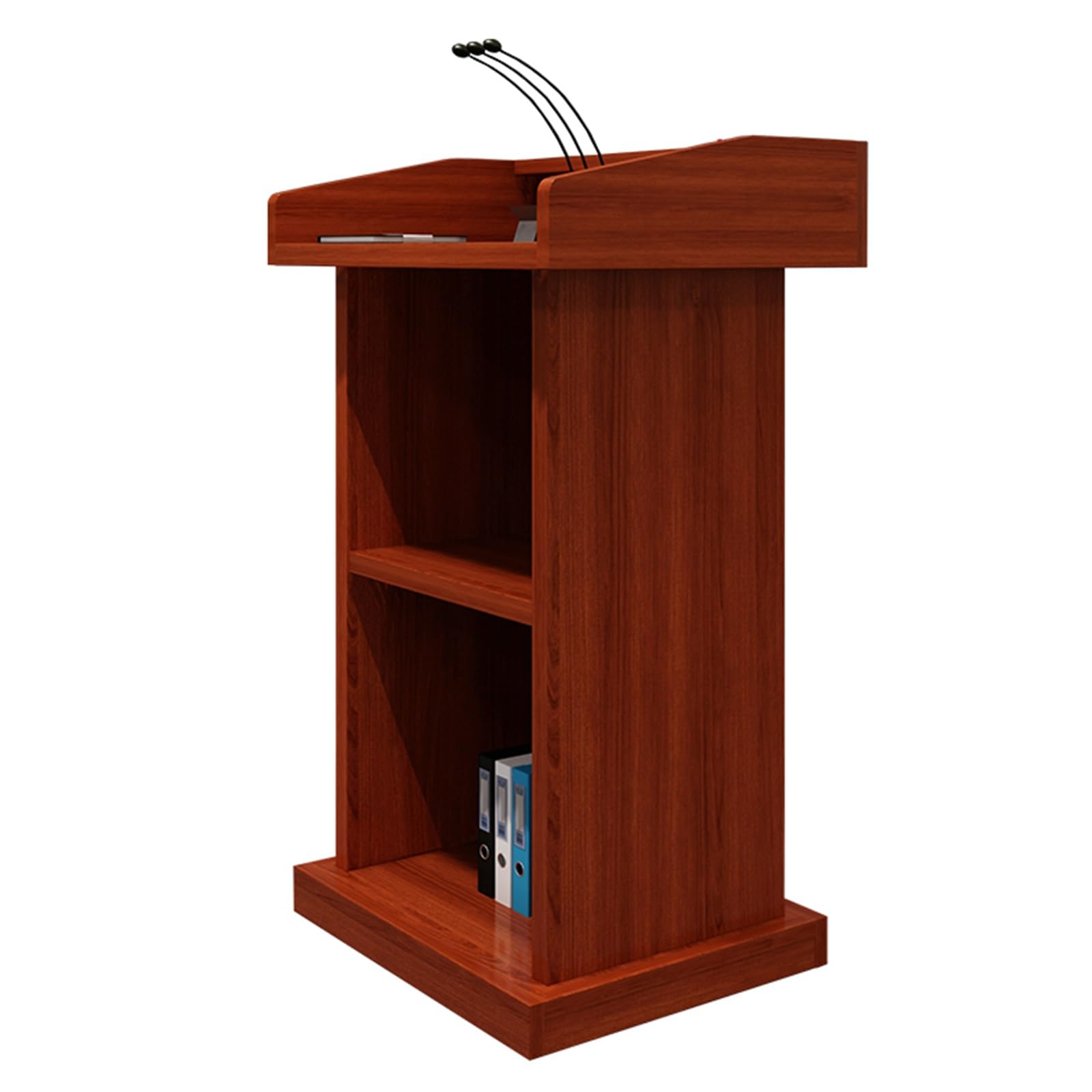 Podio para iglesias y aulas con diseño ergonómico de madera caoba