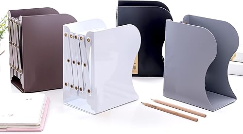 Miniatura 7 de Sujetalibros ajustables de metal para soporte de libros resistente, sujetalibros antideslizantes, organizador de libros de escritorio